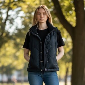 Elegant Black Puffer Vest for Women